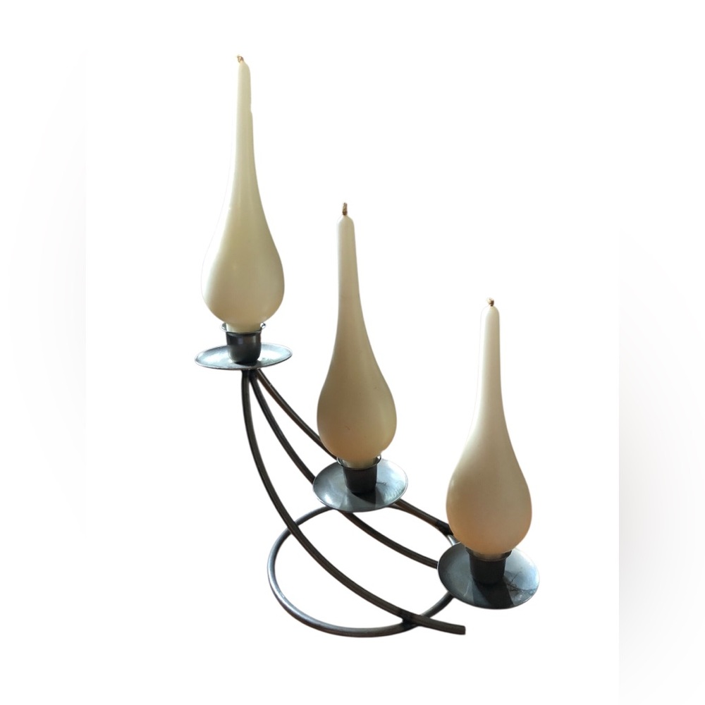 Vintage Candle holder with 3 Candles , 13” tall with candles